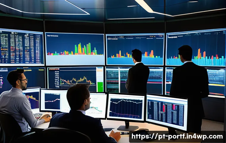 주식 시장에서의 기회 포착하기 - A detailed and vibrant office scene showcasing a diverse group of professional Brazilian investors a...