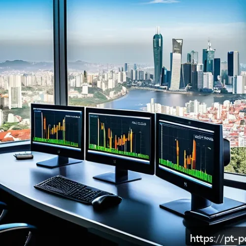 Home 33 안전한 투자 포트폴리오 구축하기 - A modern financial advisor's workspace in a sleek office overlooking São Paulo’s skyline, featuring ...
