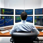 Home 19 주식 투자 시 유의해야 할 법적 사항 - A modern Brazilian stock investor sitting at a sleek desk with multiple computer monitors displaying...